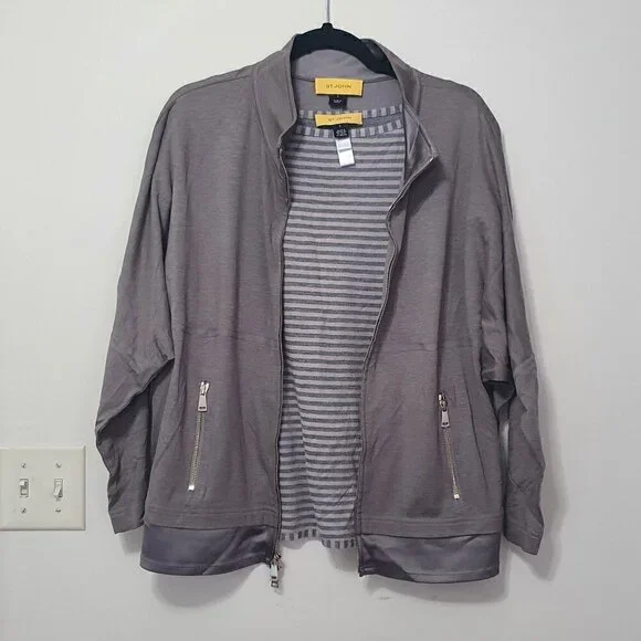St. John Tan Stripe Top and Sweater Set