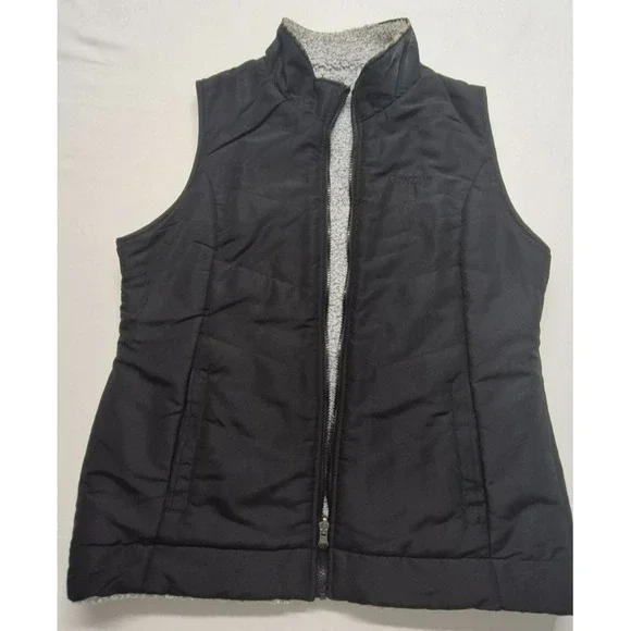 Magellan Outdoor‎ women's black/gray reversable vest LG fleece sides full zip