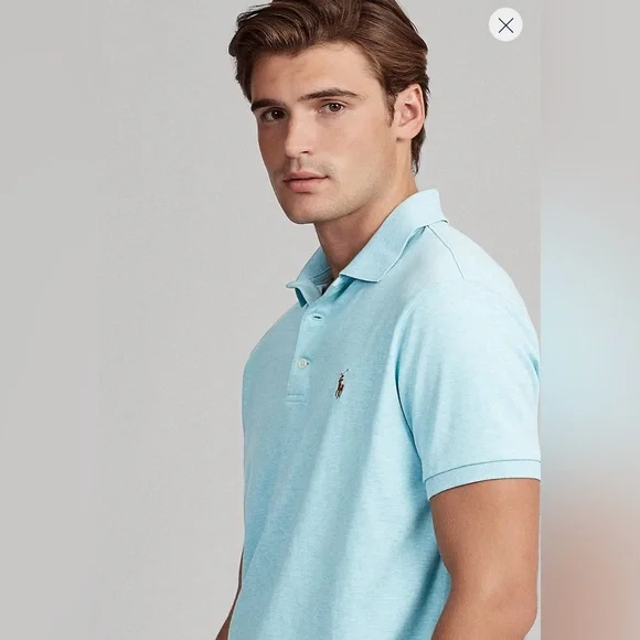 Ralph Lauren Men's Light Blue Polo Shirt with Embroidered Pony‎
