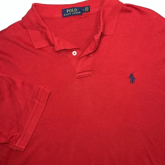 Polo Ralph Lauren Men's Red‎ Polo Short Sleeve Shirt Casual Basic Size Large