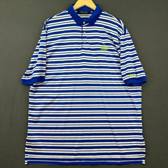 Ralph Lauren Polo Golf Shirt Mens XL Blue White 2015 U.S.‎ Open Chambers Bay