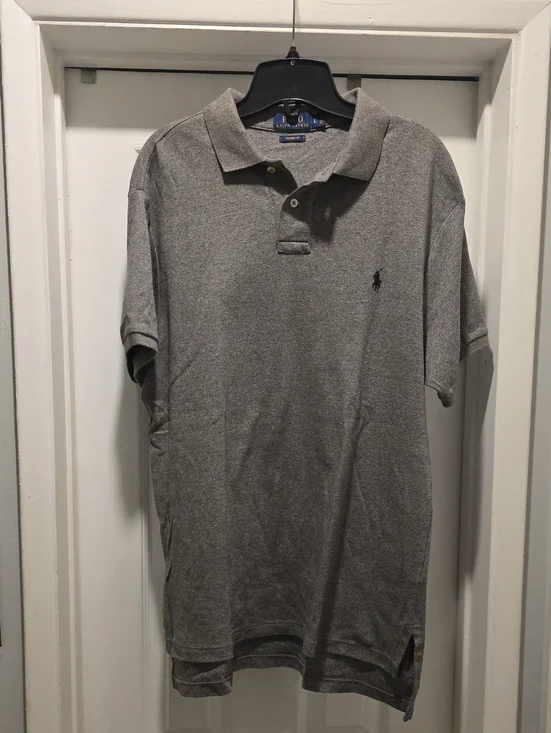 Ralph Lauren Men's Heather Grey Polo with Embroidered Pony
