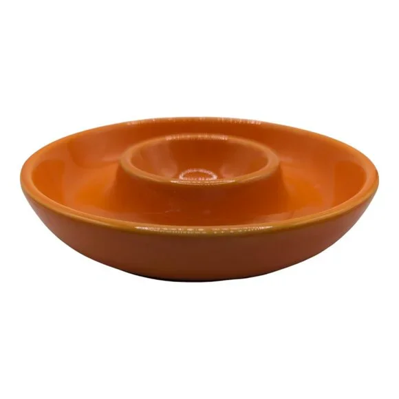 Vintage Crate & Barrel Small Individual Chip & Dip Bowl Fiesta Style Orange 7”