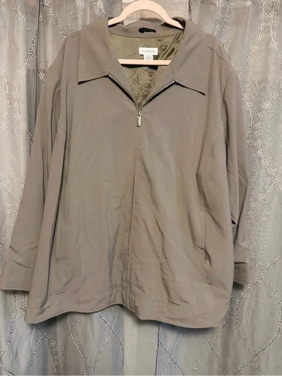 Avenue Olive-Taupe Zip Utility Jacket