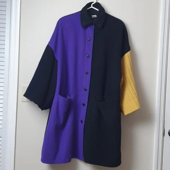 Vintage Rare Mondrian Colorblock Blended Wool Oversized Jacket