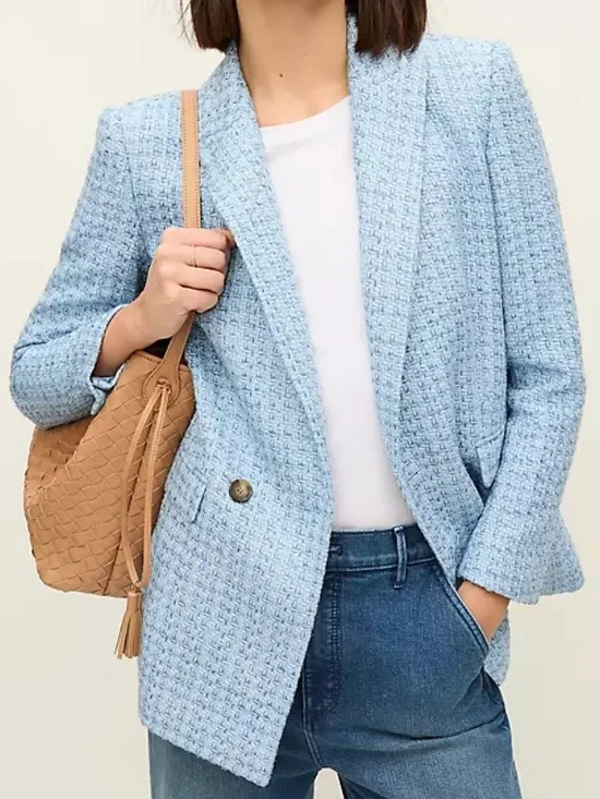 Ann Taylor ‘The Crosby’ Light Blue‎ Tweed Women's Blazer Jacket. Size 6. NWT.