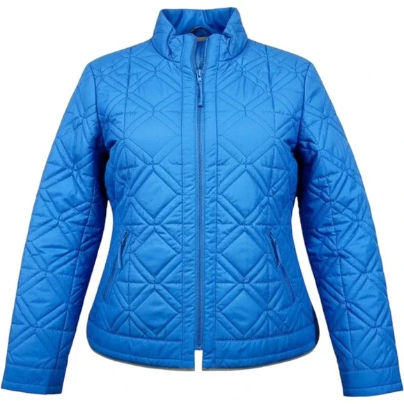 Talbots Blue Quilted‎ Barn Jacket M Lightweight Puffer Preppy Coastal Classic