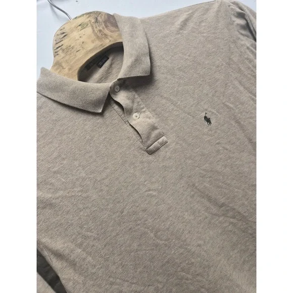 Ralph Lauren Polo Shirt Mens Extra Large‎ Light Brown Pony Long Sleeve Rugby