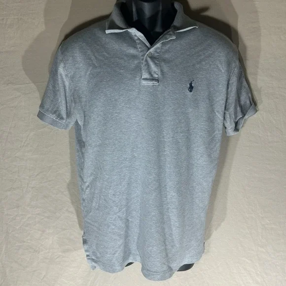 Polo by Ralph Lauren Mens S Small Grey Short Sleeve Polo Shirt Blue Pony Logo