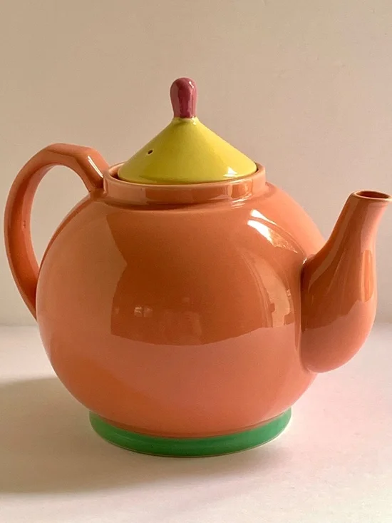 Vintage Lindt Stymeist Peach Porcelain Teapot | 1980s Japan | Pastel Colorway