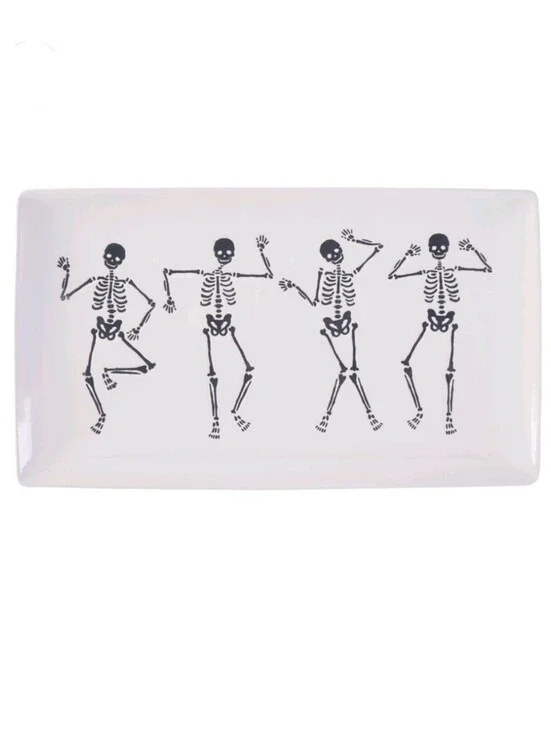 Skeleton Dancing Stoneware Tray