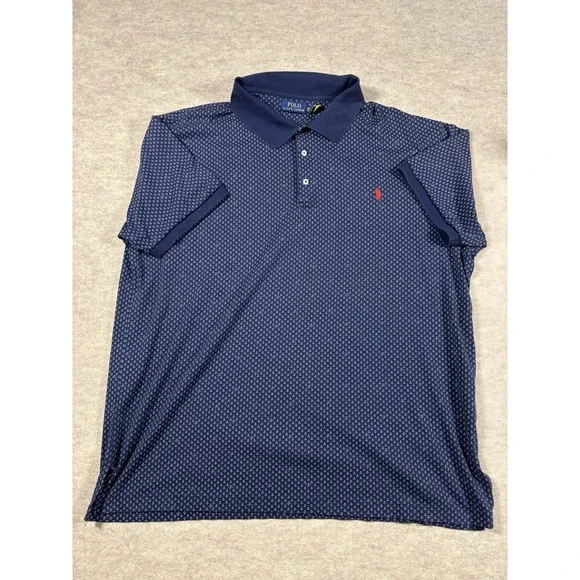 Polo Ralph Lauren Men's 3XB Classic Fit Anchor Print Jersey Navy Polo Shirt