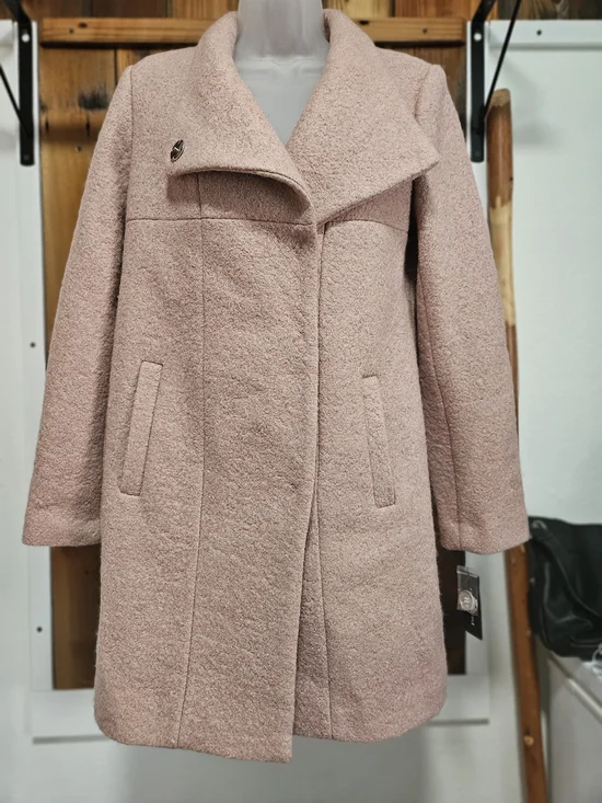 Kenneth Cole Dusty Blush Bouclé Pea Coat