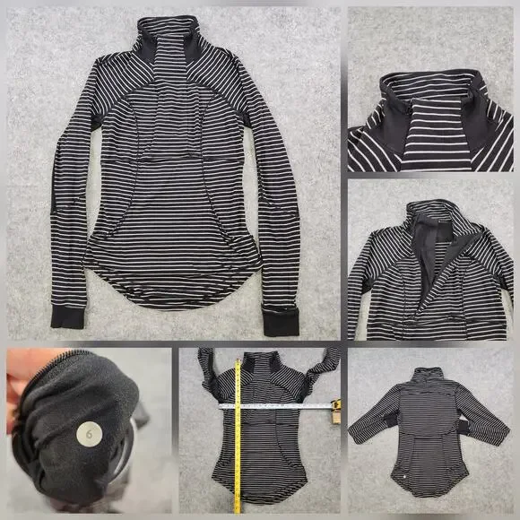 Lululemon Define Jacket Womens 6 Full Zip Scuba Activewear Yoga Athletic Stripe‎