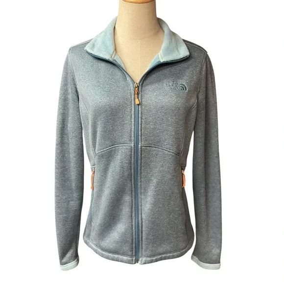 The‎ North Face Blue Embroidered Logo Long Sleeve Full Zip Fleece Jacket Size