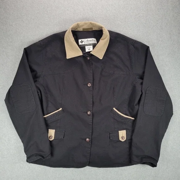 Columbia River Resort Field Jacket Womens XL Black Cotton Canvas Barn‎ Coat