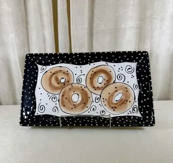 With Love-  Lotus Ceramic Bagel Serving Tray, see description *