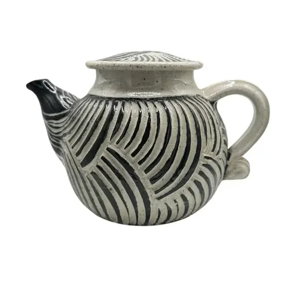 Handmade Artistic Stoneware Teapot Textured Artist Signed