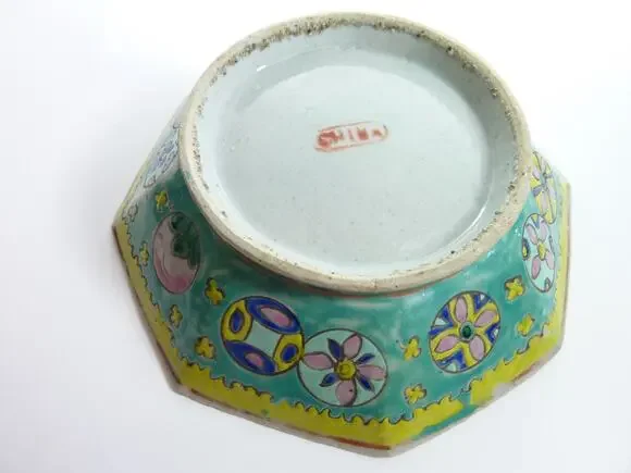 Antique Chinese Blue 8-Sided Bowl Narcissus Planter 8