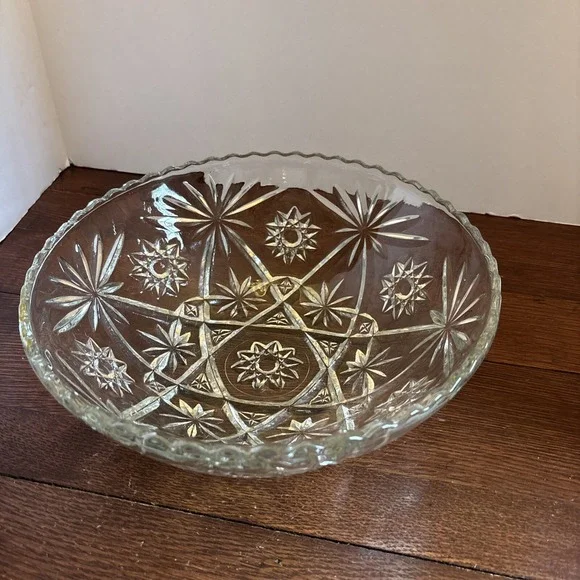 Vintage Anchor Hocking Star Of David Bowl Large‎ Serving Salad Fruit  10.75