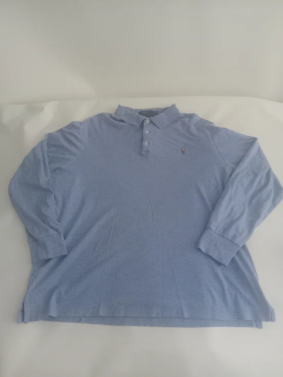 Ralph Lauren  Blue Long Sleeve Polo Shirt Classic Fit 100% Cotton Sz XL