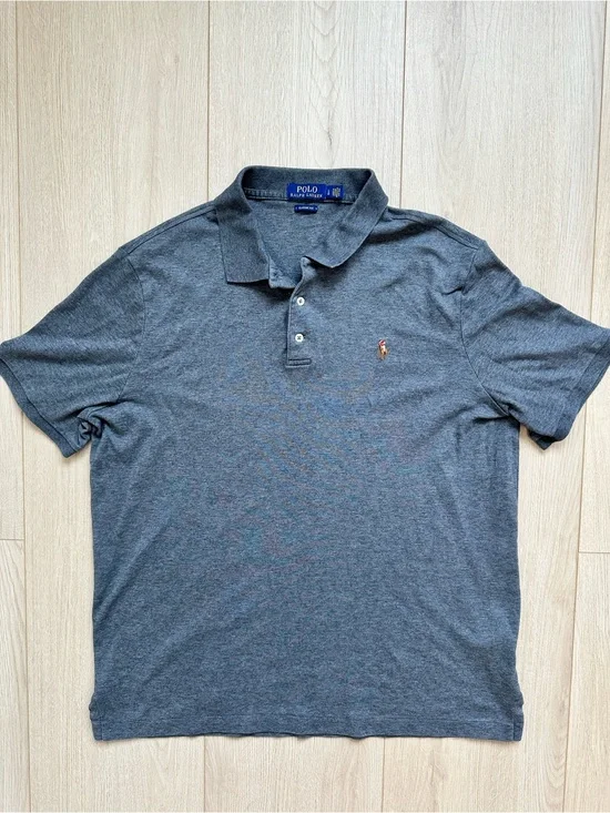 Ralph Lauren Men’s Heather Gray Polo Shirt with Embroidered Pony
