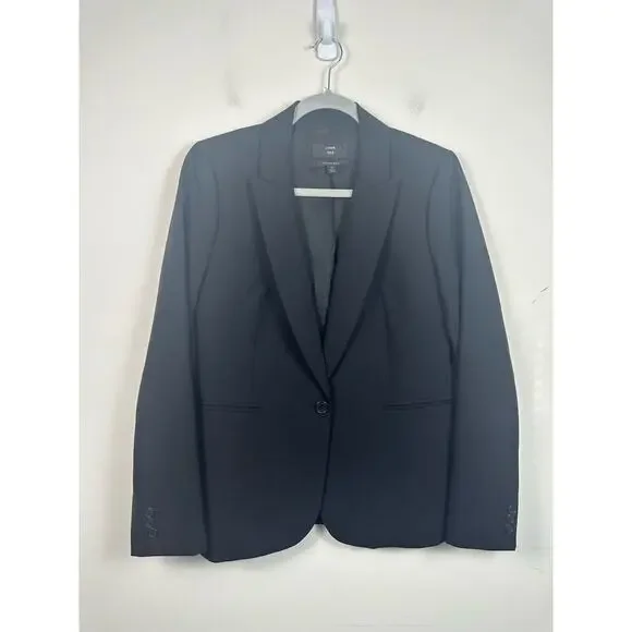 J. Crew Italian Wool Single Button Blazer‎ Black Size 12 EUC Work Career