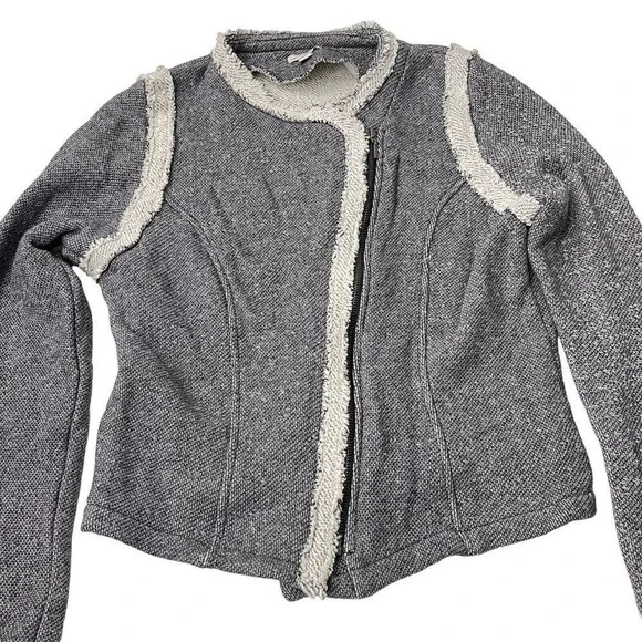 Gap Womens Gray Textured Moto Jacket Knit Full Zip Size‎ M Long Sleeve