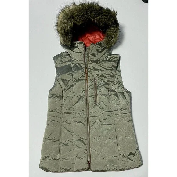 Eddie Bauer Yukon Down Puffer Vest‎ Jacket Taupe Shimmer Size S