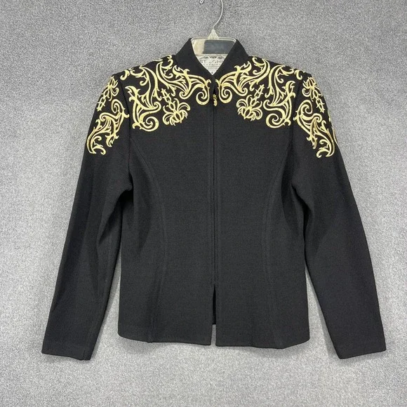 Vintage St John Evening by Marie Gray Jacket‎ Womens 8 Gold Embroidered Luxury