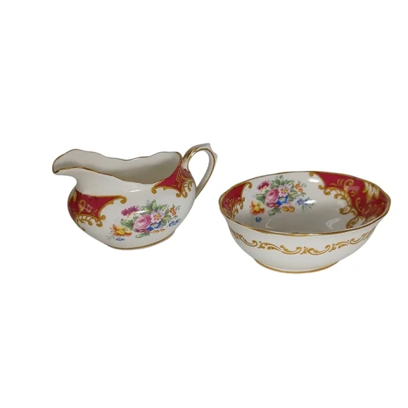 Royal Albert China Canterbury Sugar‎ and Creamer Vintage Set Bone China