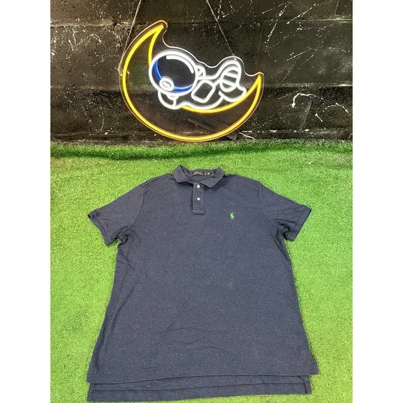 Polo Ralph Lauren Shirt‎ Mens Size XL Heather Blue Short Sleeve Rugby Preppy