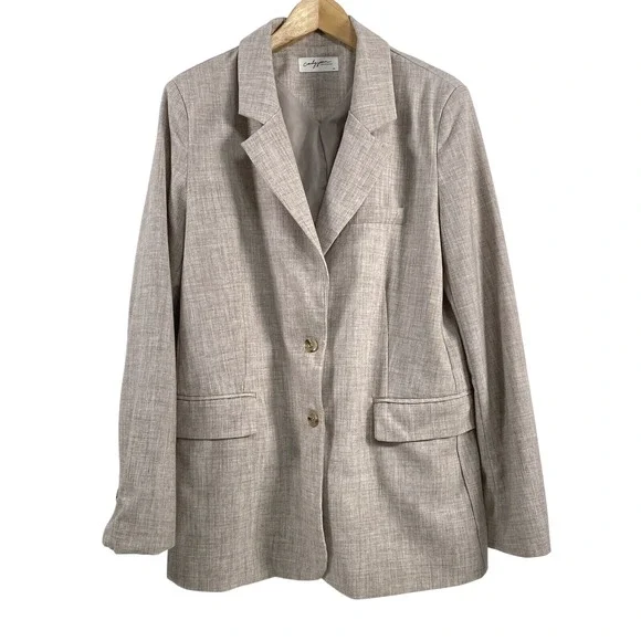 Carly Jean‎ Los Angeles Womens Oversized Blazer sz M Tan Capsule Business Casual