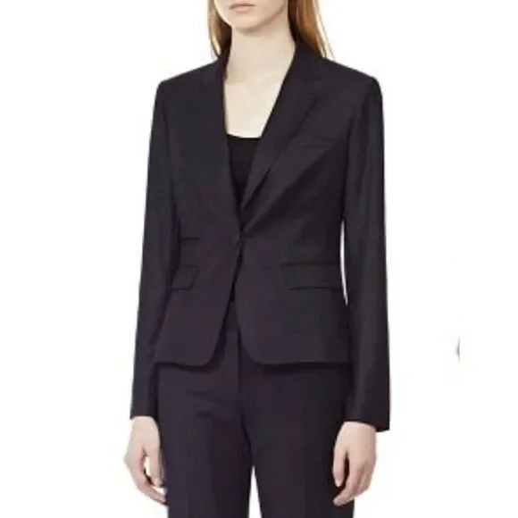 Reiss Raffy Jon checked plum ladies suit blazer size US 8 / UK 12 EUC