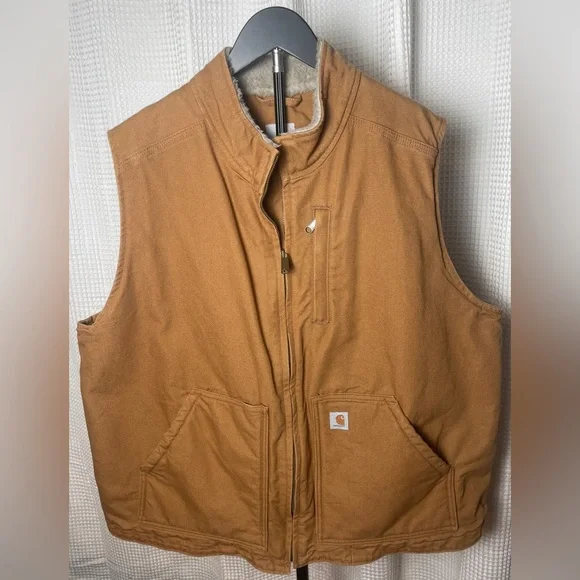 Carhartt Womans Washed Duck Sherpa Lined Mock Neck‎ Vest 2XL