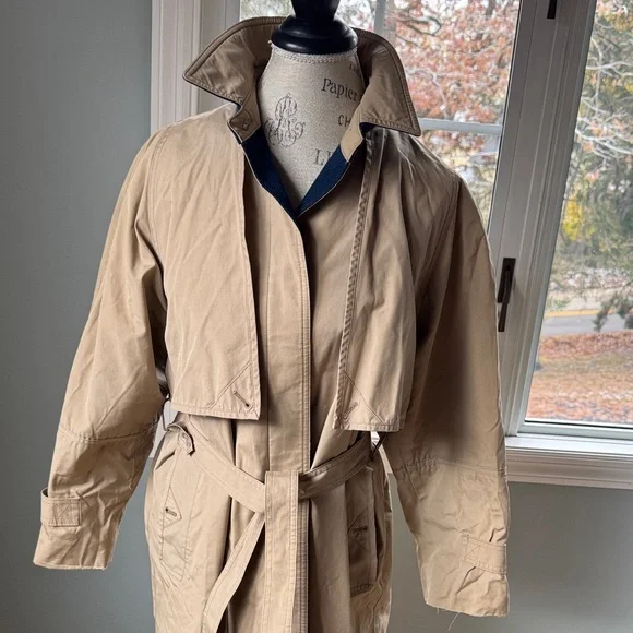 London Fog Tempo Europa vintage khaki mid length‎ trench coat 8P