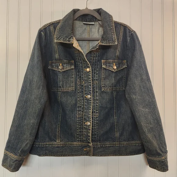 Valerie Stevens Women's‎ 100% Cotton Denim Jacket Size L Rugged Outdoor Classic