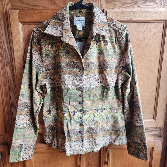 Christopher & Banks Stretch Fit Women's Button Down Corduroy Jacket Size Medium