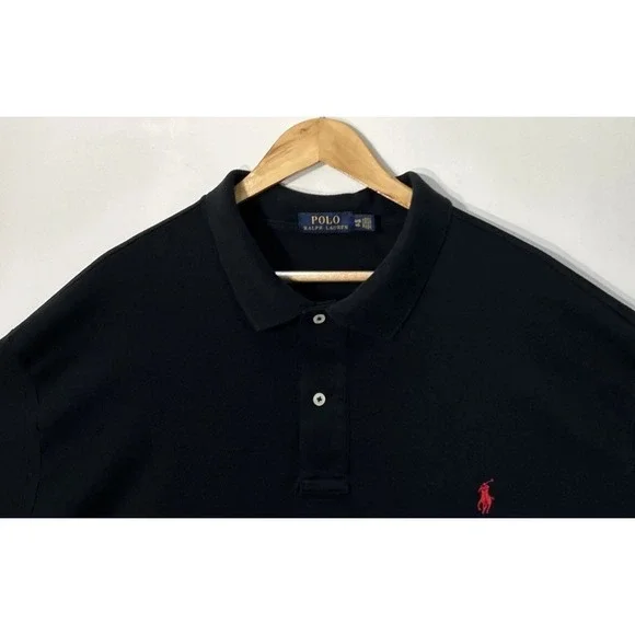 Mens Big & Tall Polo Ralph Lauren Polo Shirt Black Collared Shirt‎ 4XB Big SOFT