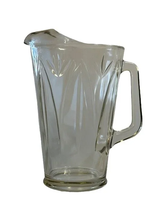 Vintage Clear Pressed Glass Pitcher With Ice Lip Marked 13 - Elegant Design 10