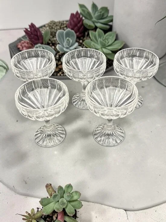Mikasa Park Lane Crystal Coupe Champagne Tall Sherbet Glasses Set of 5