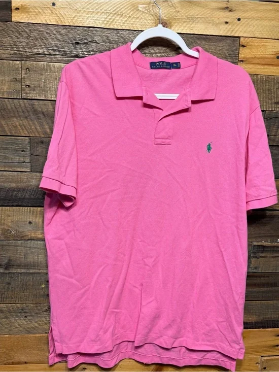 Polo Ralph Lauren Pink Cotton Green Pony Short Sleeve Polo Shirt