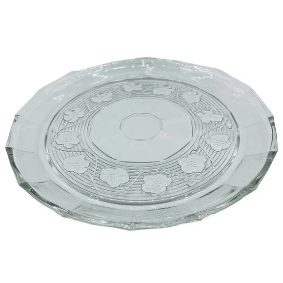 Vintage Glass Serving Plate - Poppy Flower | Large 12 x 12 | Home Dining