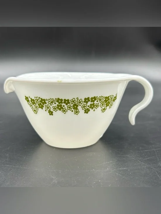 Vintage Corelle Spring Blossom Green Crazy Daisy Creamer Corning Milk Glass USA