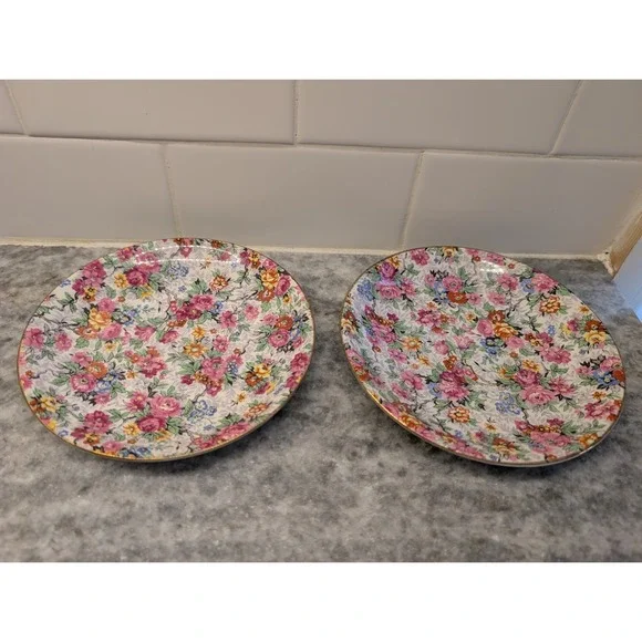 BCM‎ Lord Nelson Ware TEACUP SAUCER Set Of 2 ~Marina Floral ~ Made In  England
