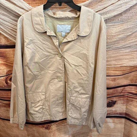 Khaki Womens Tan Button Down Long Sleeve Old‎ Navy Jacket NWOT Size XL