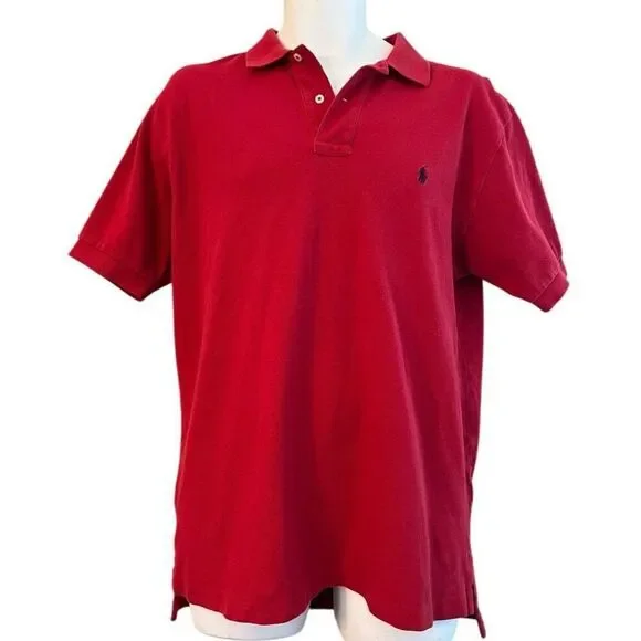 Polo By Ralph Lauren Men’s Large Red Polo Shirt Embroidered Pony Vintage