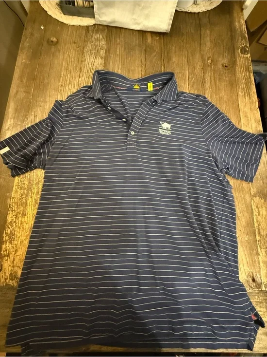 Ralph Lauren Navy and White Striped Polo Shirt- Buffalo Ridge