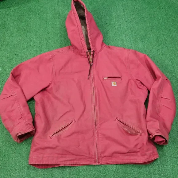 CARHARTT SIERRA JACKET SHERPA LINED HOODED RED WOMENS 2XL (20) WJ141 624 RED‎
