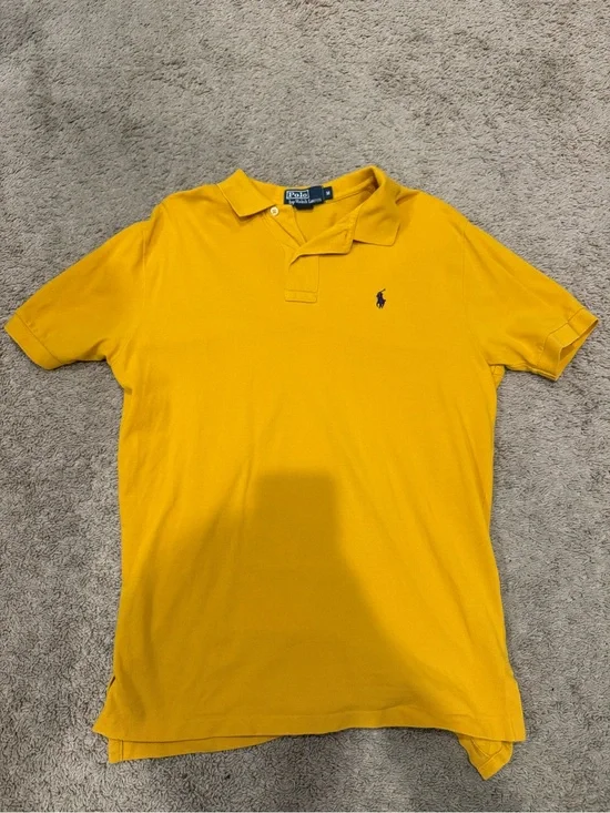 Polo Ralph Lauren Men’s Medium Yellow Short Sleeve Cotton Polo Shirt Purple Pony